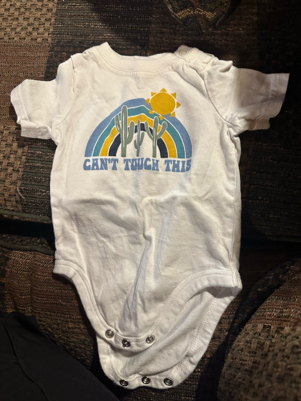 Garanimals White Bodysuit with Yellow Sun and Blue-Green Desert Rainbow